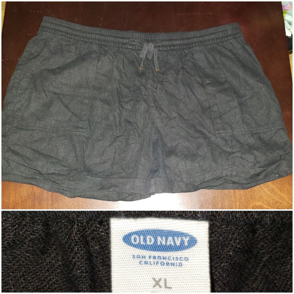 Black Linen Shorts